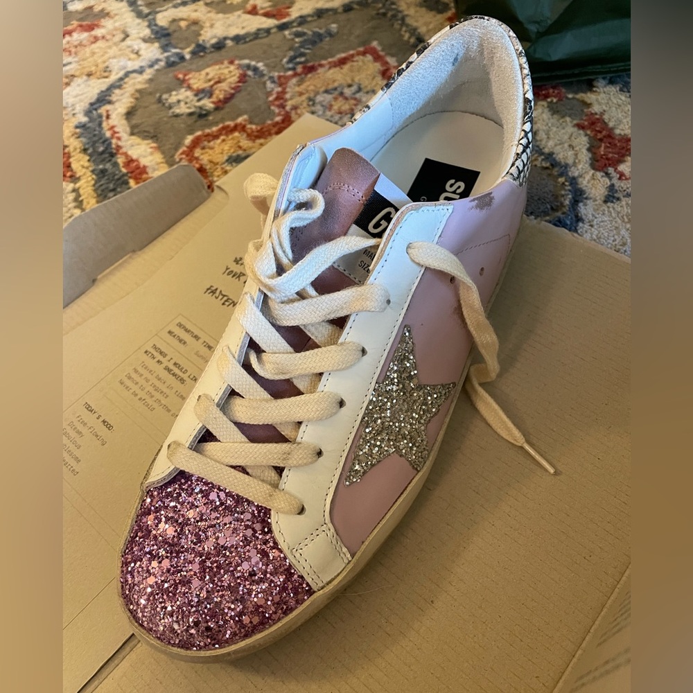 BNWT Golden Goose Superstar Pink Purple Glitter Snake Size 39